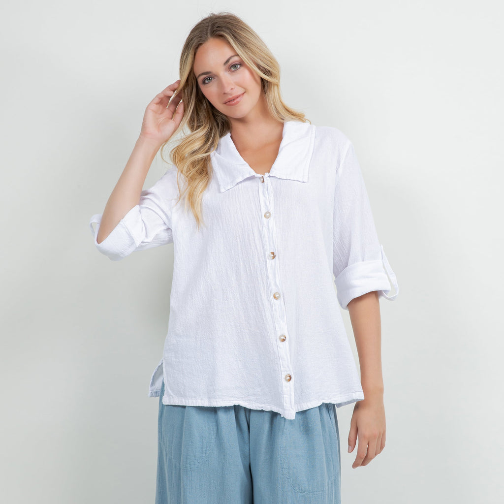 Sloanne Button-Up  100% Cotton Gauze