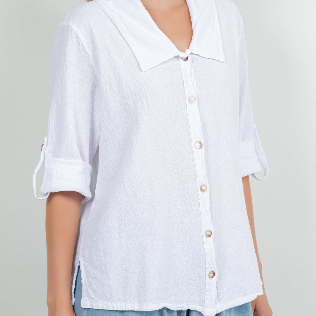 Sloanne Button-Up  100% Cotton Gauze