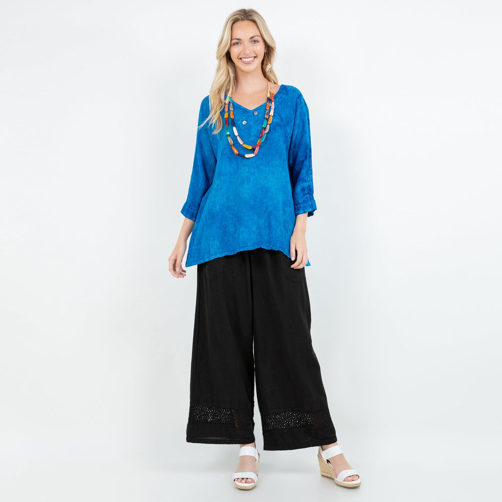 Lu V-Neck Top 100% Cotton Gauze