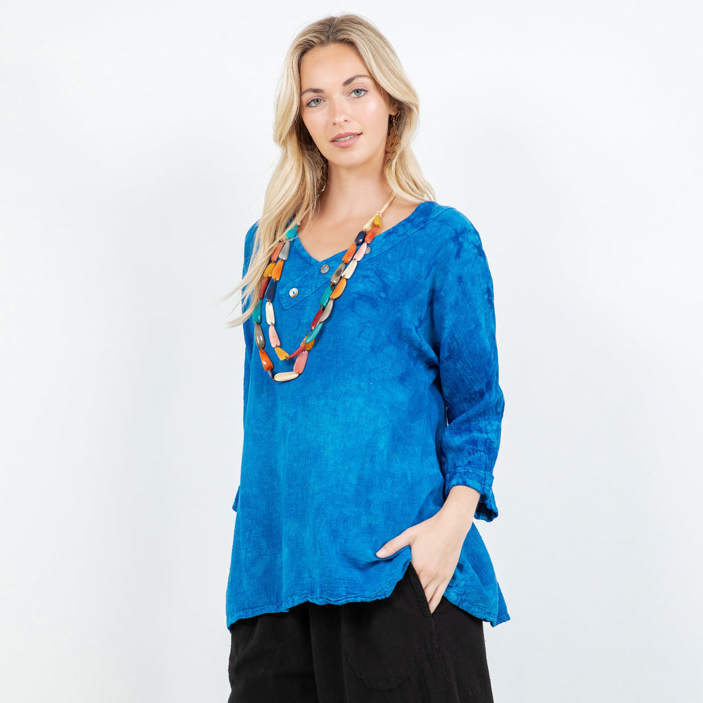 Lu V-Neck Top 100% Cotton Gauze