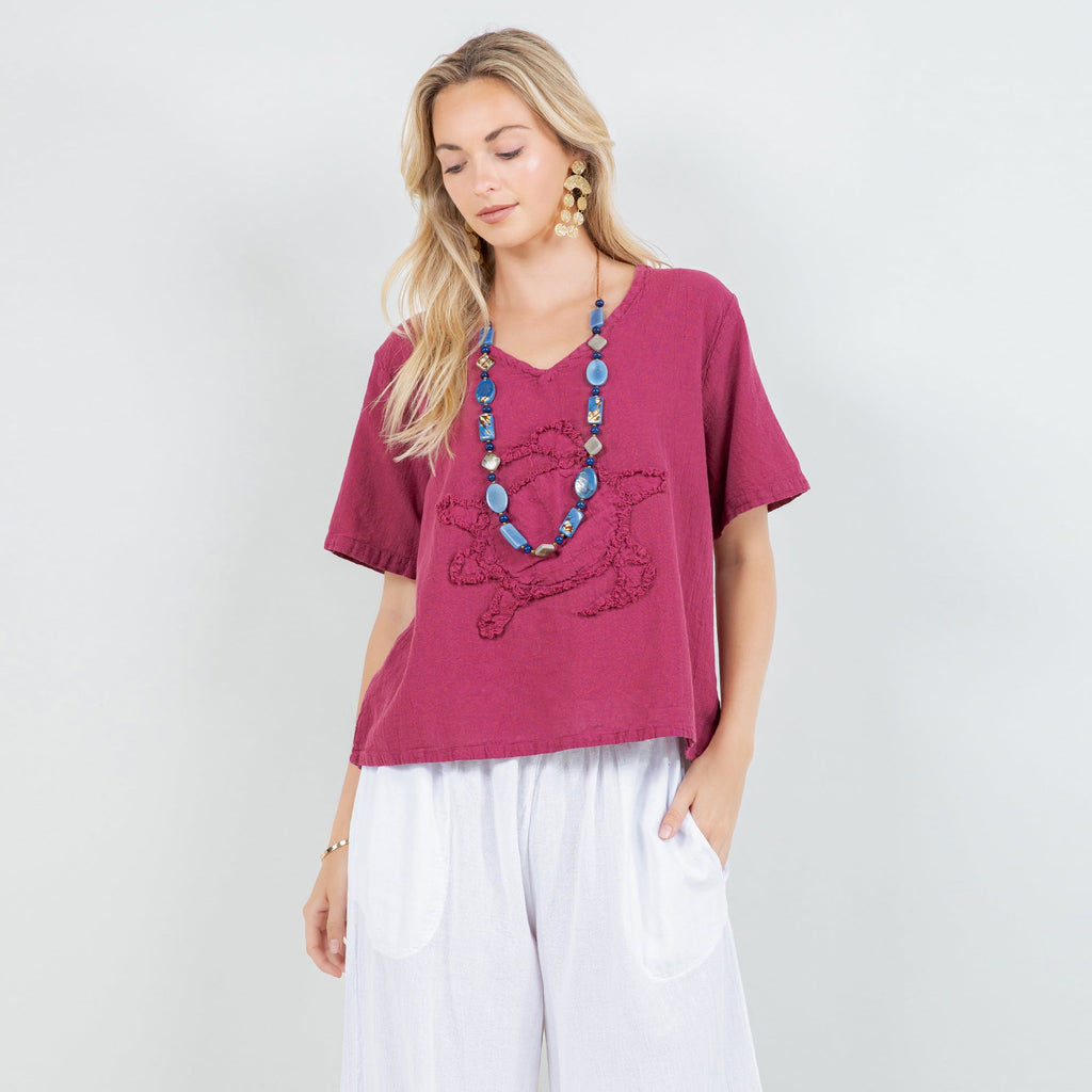 Women's 100% Cotton Gauze Turtle Top
