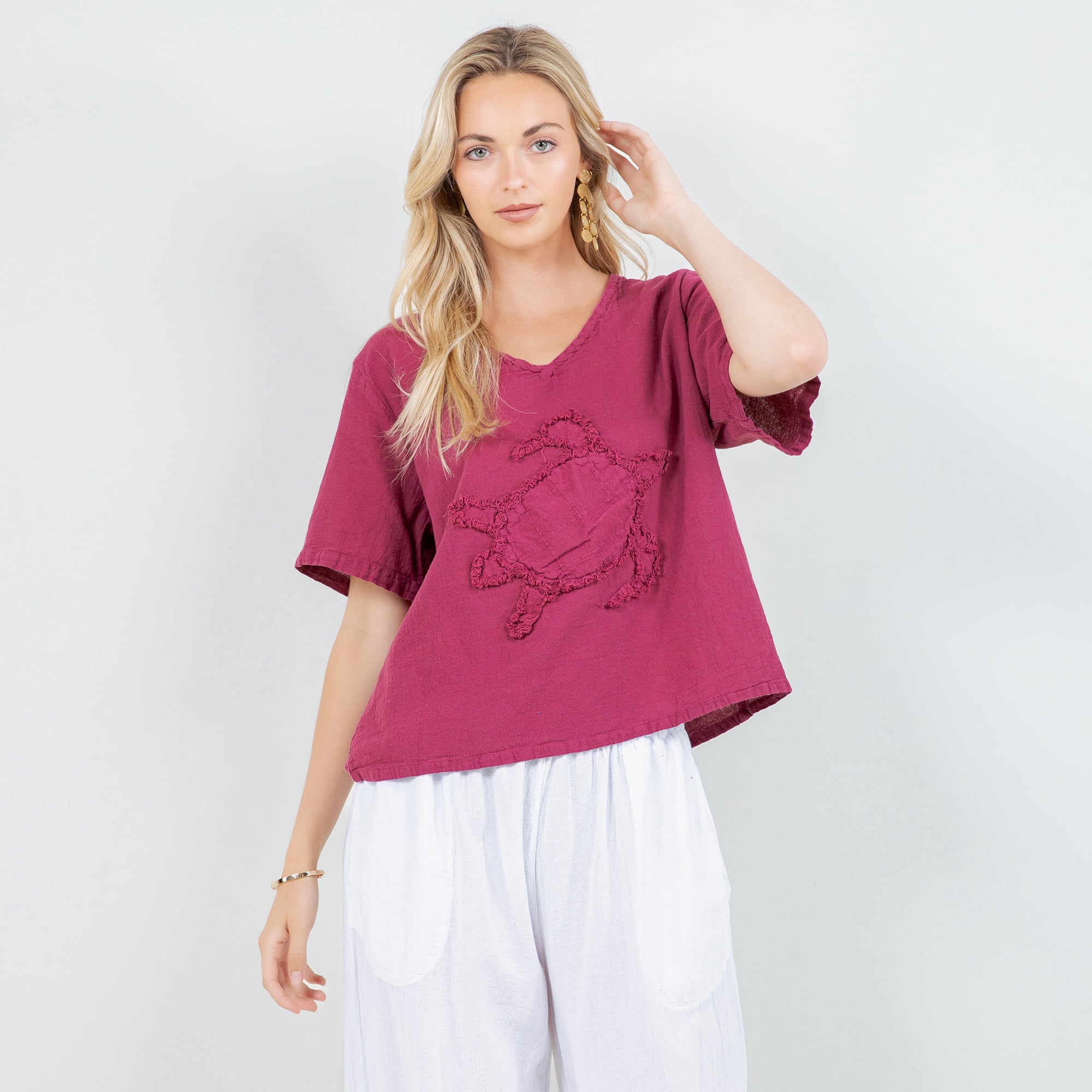 Women's 100% Cotton Gauze Turtle Top