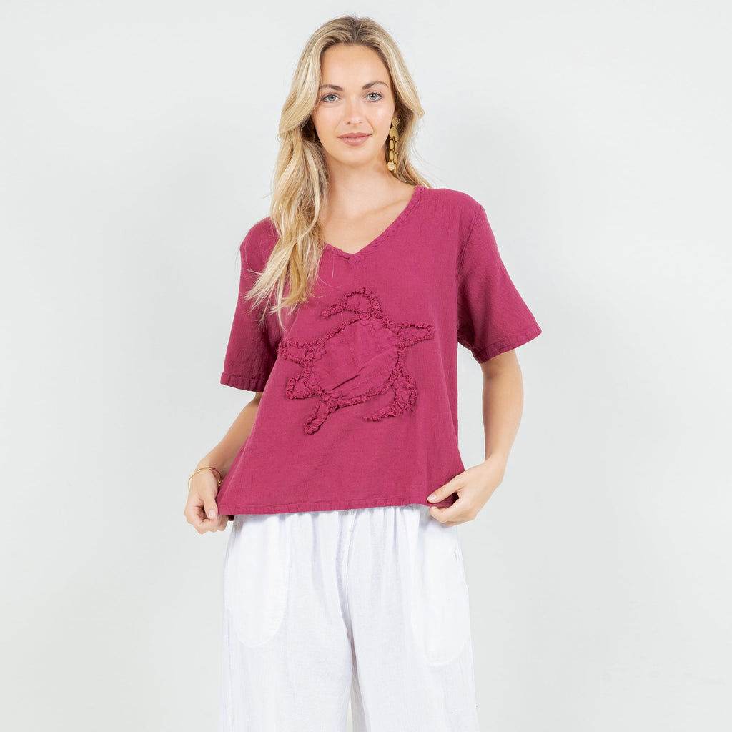 Women's 100% Cotton Gauze Turtle Top