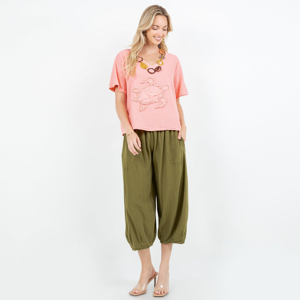 Women's 100% Cotton Gauze Turtle Top