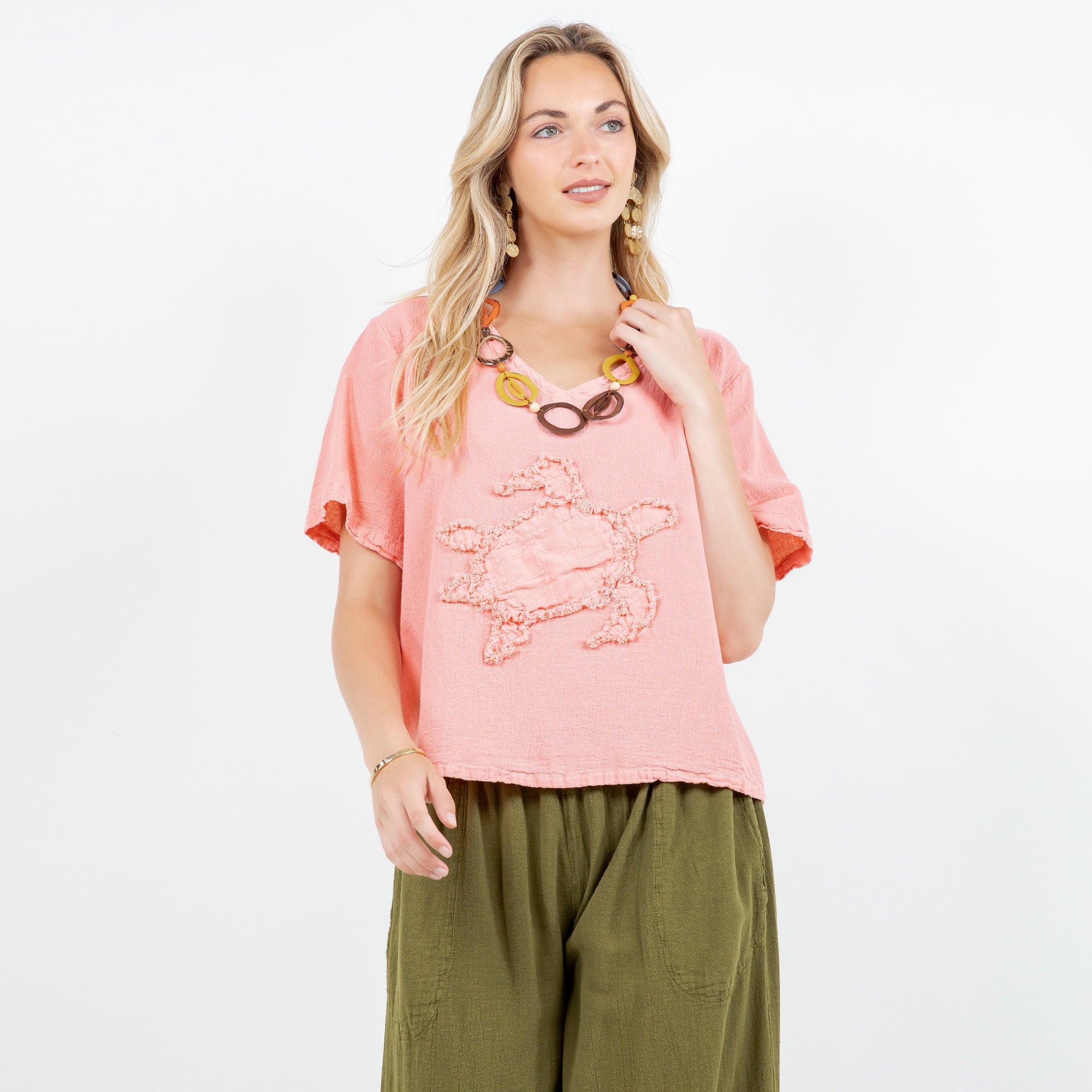 Women's 100% Cotton Gauze Turtle Top