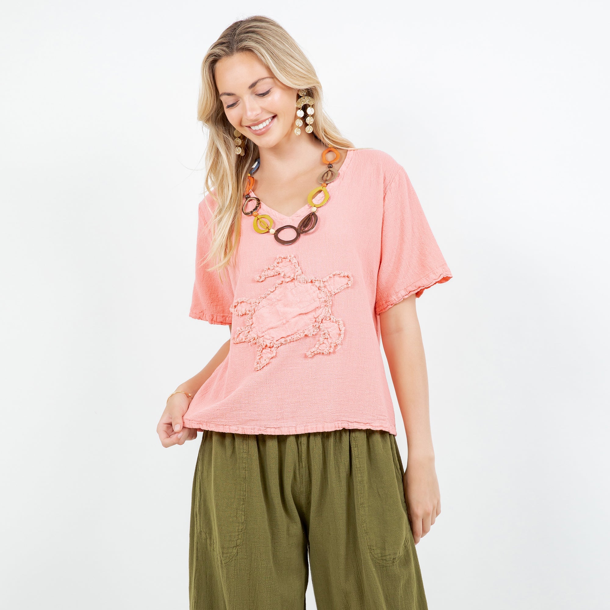 Women's 100% Cotton Gauze Turtle Top