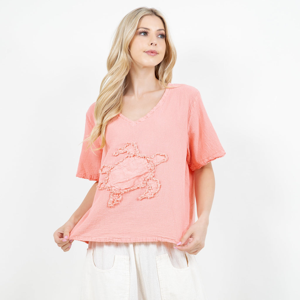 Women's 100% Cotton Gauze Turtle Top