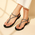 Liora - Black Thong Sandals