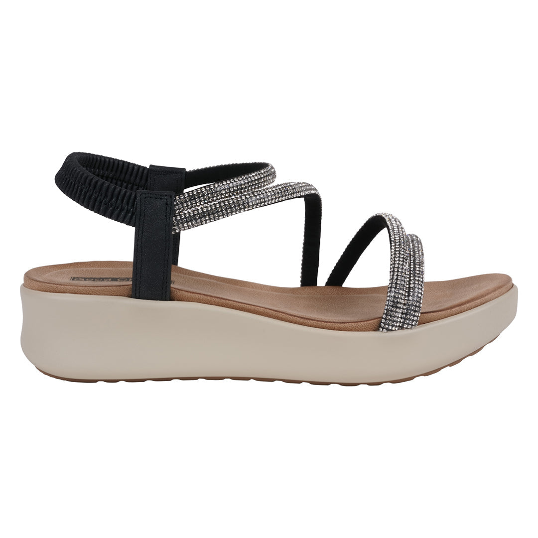 Women's Emory Black Embellished Wedge Sandals