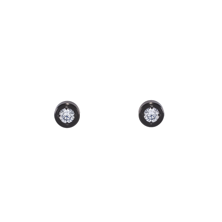 ER002B B.Tiff .05ct Black Pavé Solitaire Stud Earrings