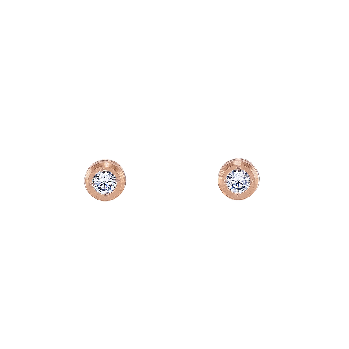 ER002RG B.Tiff .05ct Rose Gold Pavé Solitaire Stud Earrings