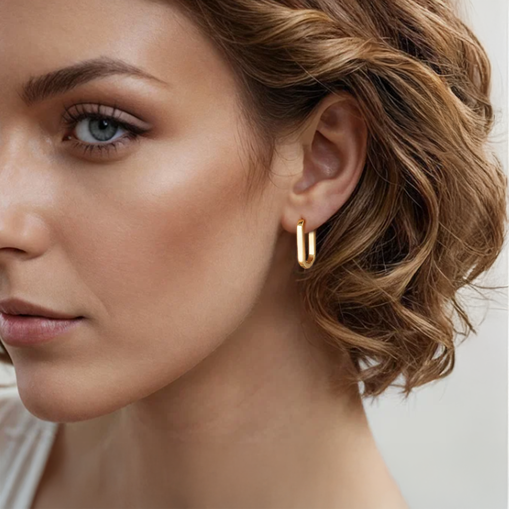 ER080G B.Tiff Gold Padlock Hoop Earrings
