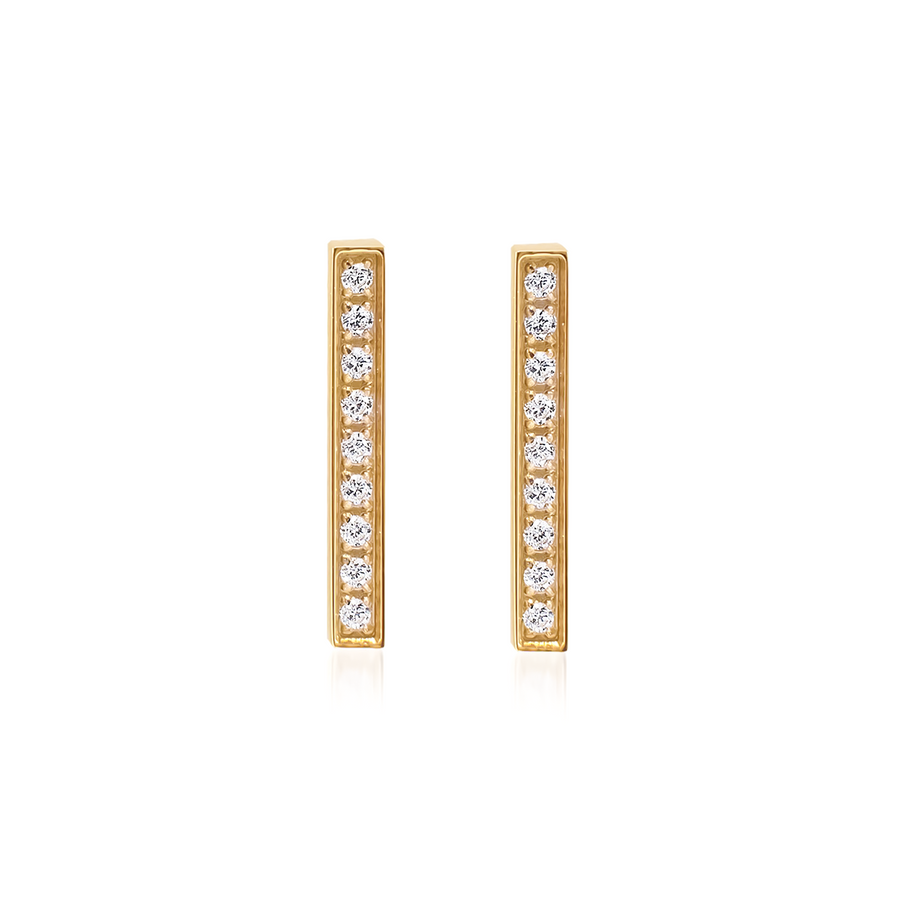 ER107G B.Tiff Gold 9-Stone Short Bar Earrings