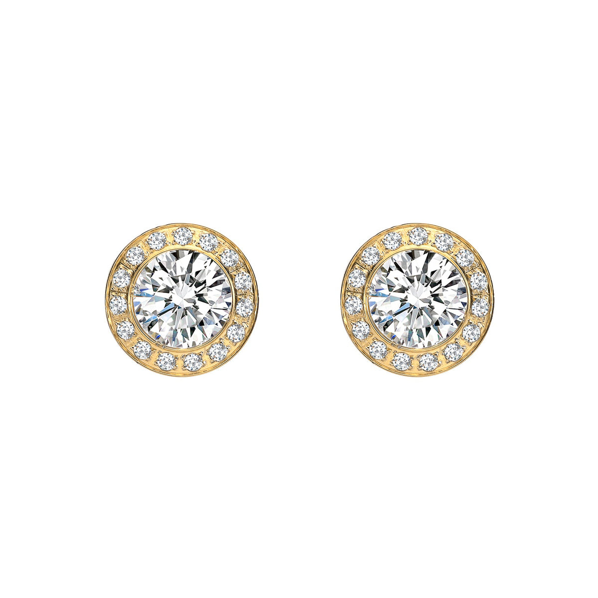 ER125G B.Tiff Gold Pavé 1 ct Aŭreolo Earrings