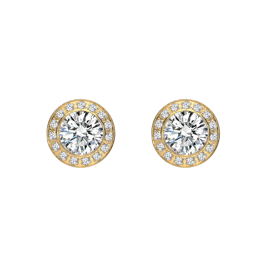 ER125G B.Tiff Gold Pavé 1 ct Aŭreolo Earrings