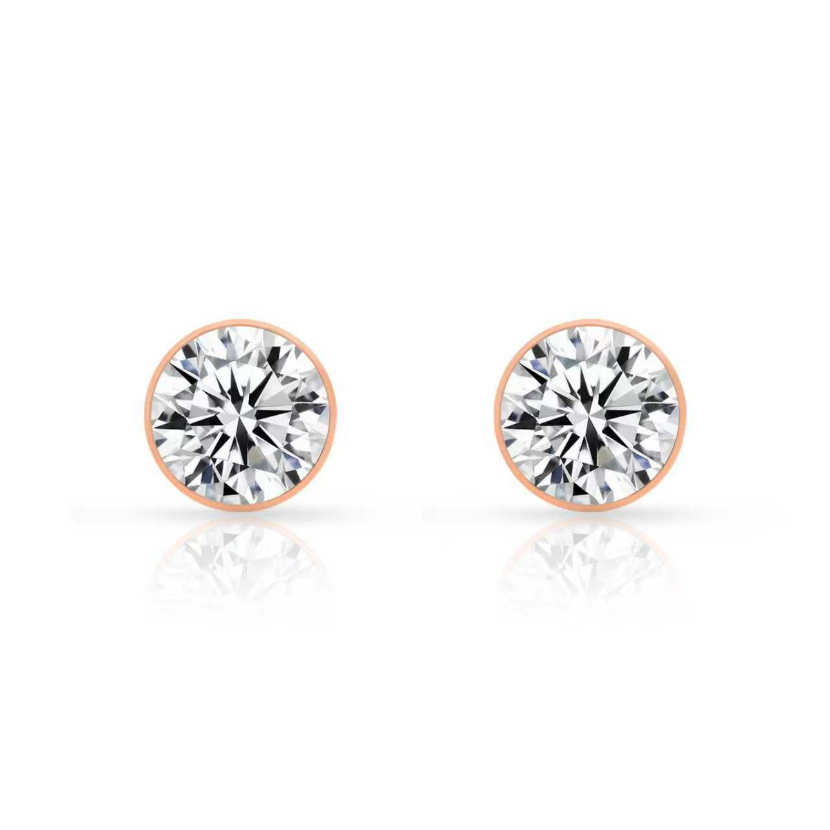 ER201RG B.Tiff Rose Gold 2 ct Solitaire Stud Earrings