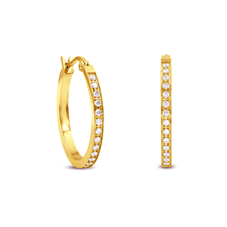 ER310G B.Tiff Gold Pavé 28-Stone Classic Small Hoop Earrings