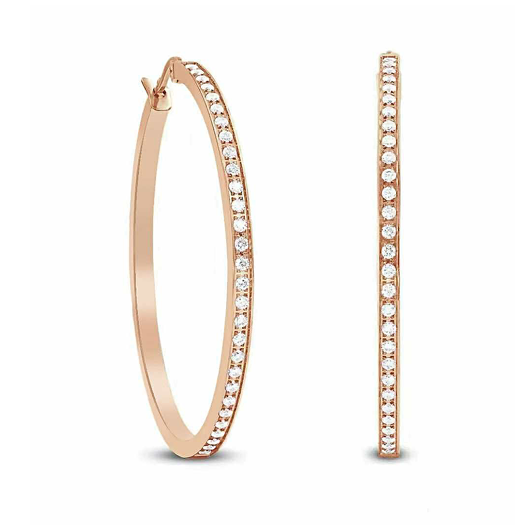 ER317RG B.Tiff Rose Gold Pavé 58-Stone Classic Large Hoop Earrings