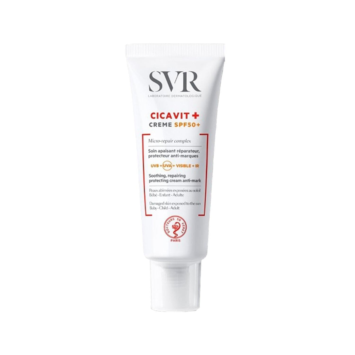 Crema Svr Cicavit + Cream Spf50 + 40ml, solución reparadora y protectora para piel dañada.