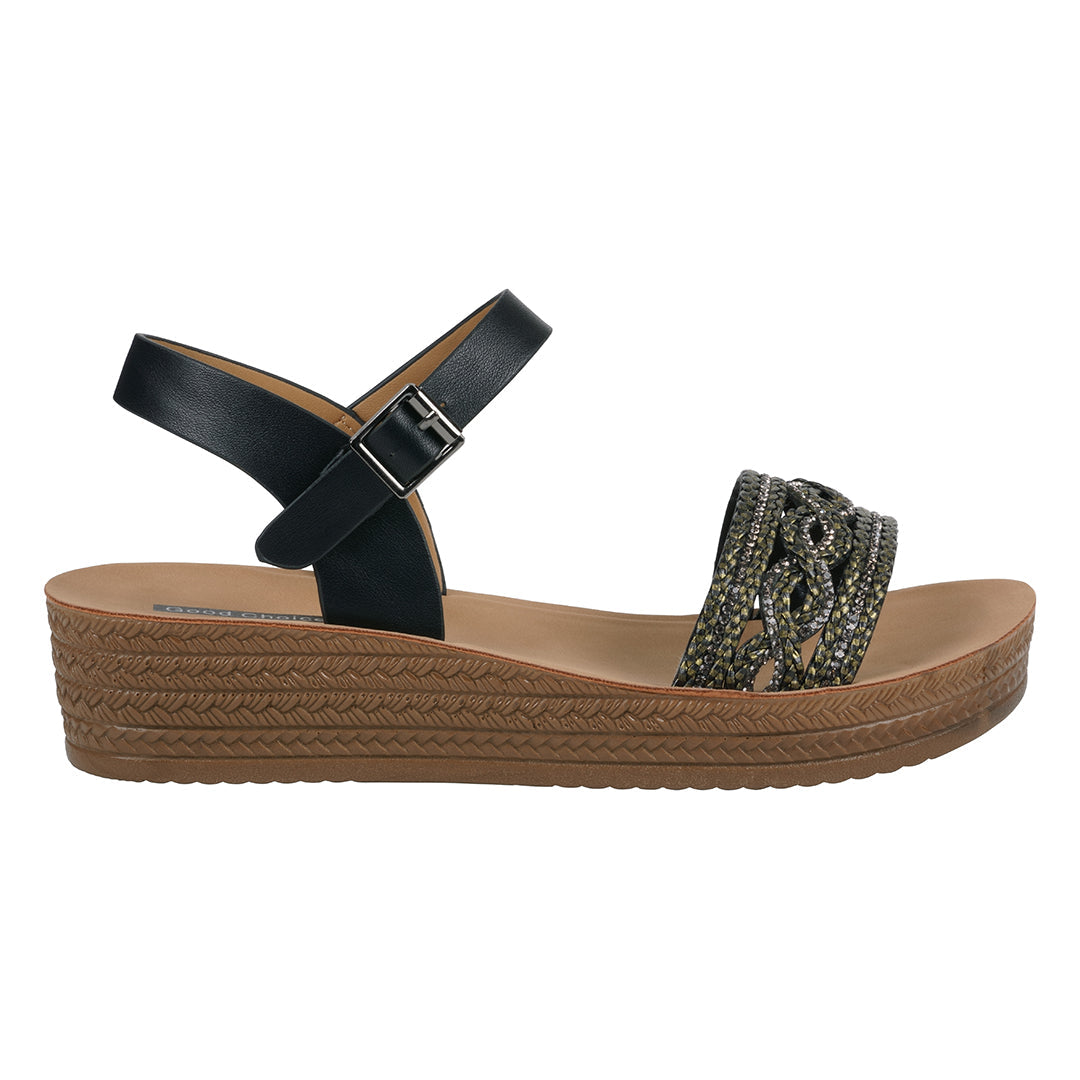 Women's Fay Black Embellished Cross Strap Sandals