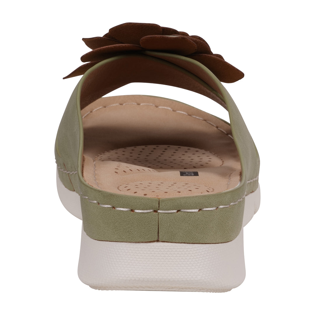 Women's Claire Green Cushioned Footbed Sandals