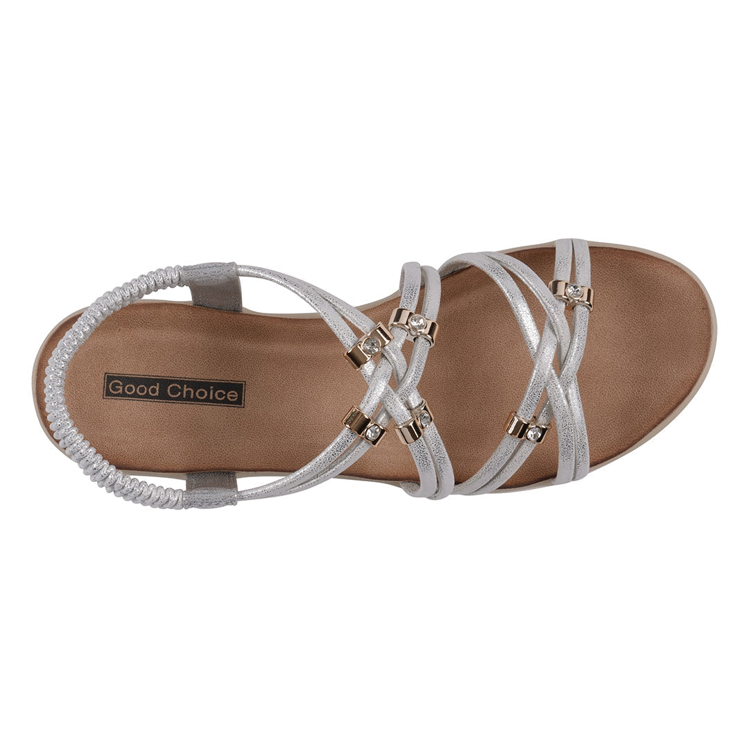 Women's Fran Silver Strappy Wedge Sandals