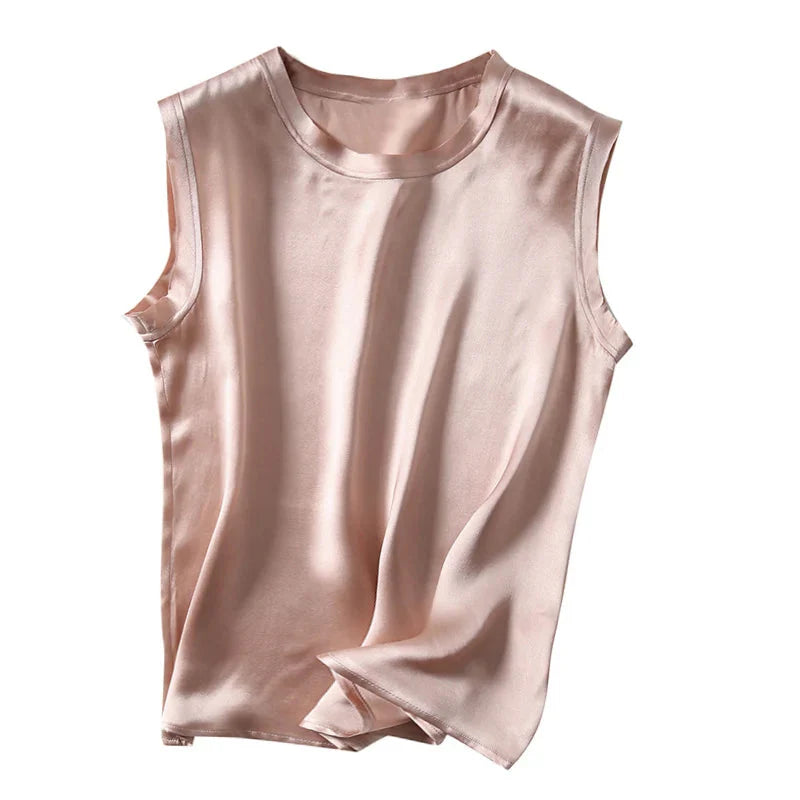 Women's Real Silk Satin Tank Tops Elegant Summer Vests