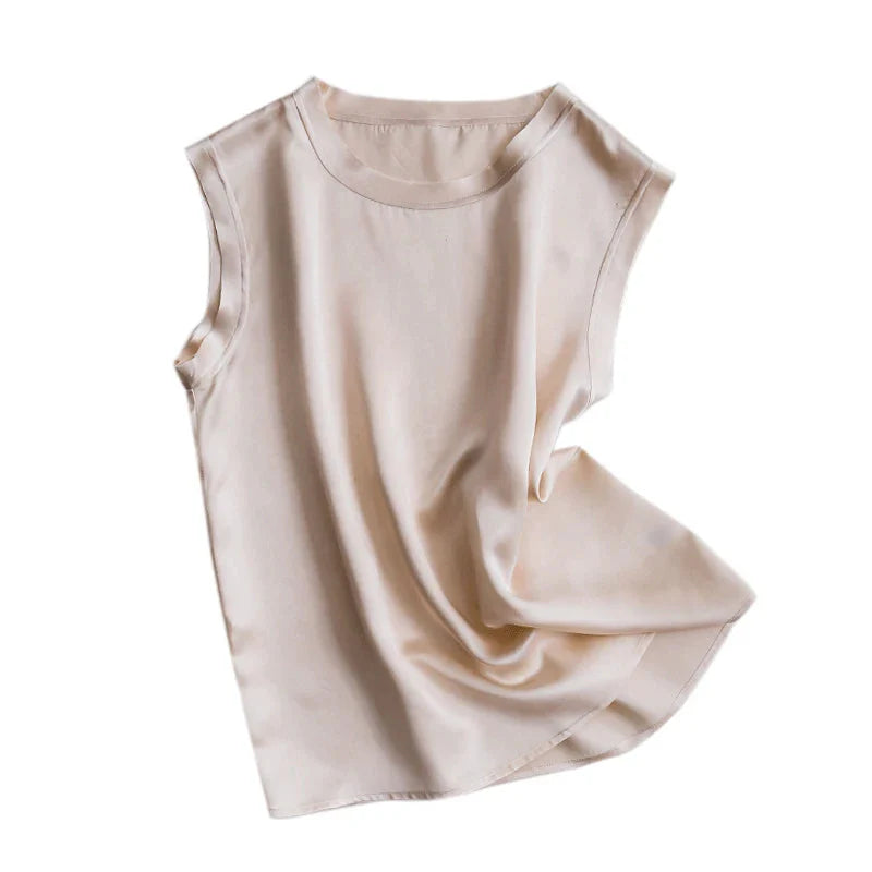 Women's Real Silk Satin Tank Tops Elegant Summer Vests