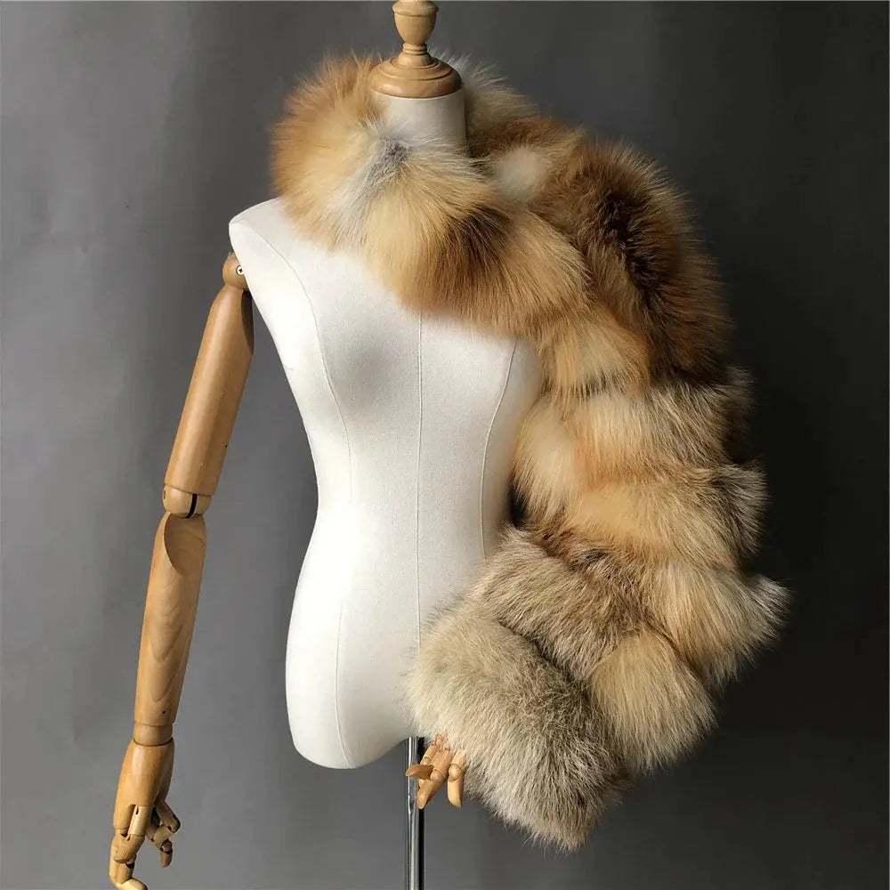 Luxury Fox Real Fur Single Sleeves Ladies Fashion