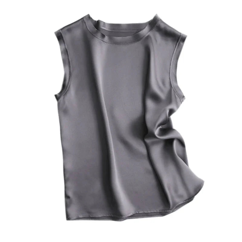 Women's Real Silk Satin Tank Tops Elegant Summer Vests