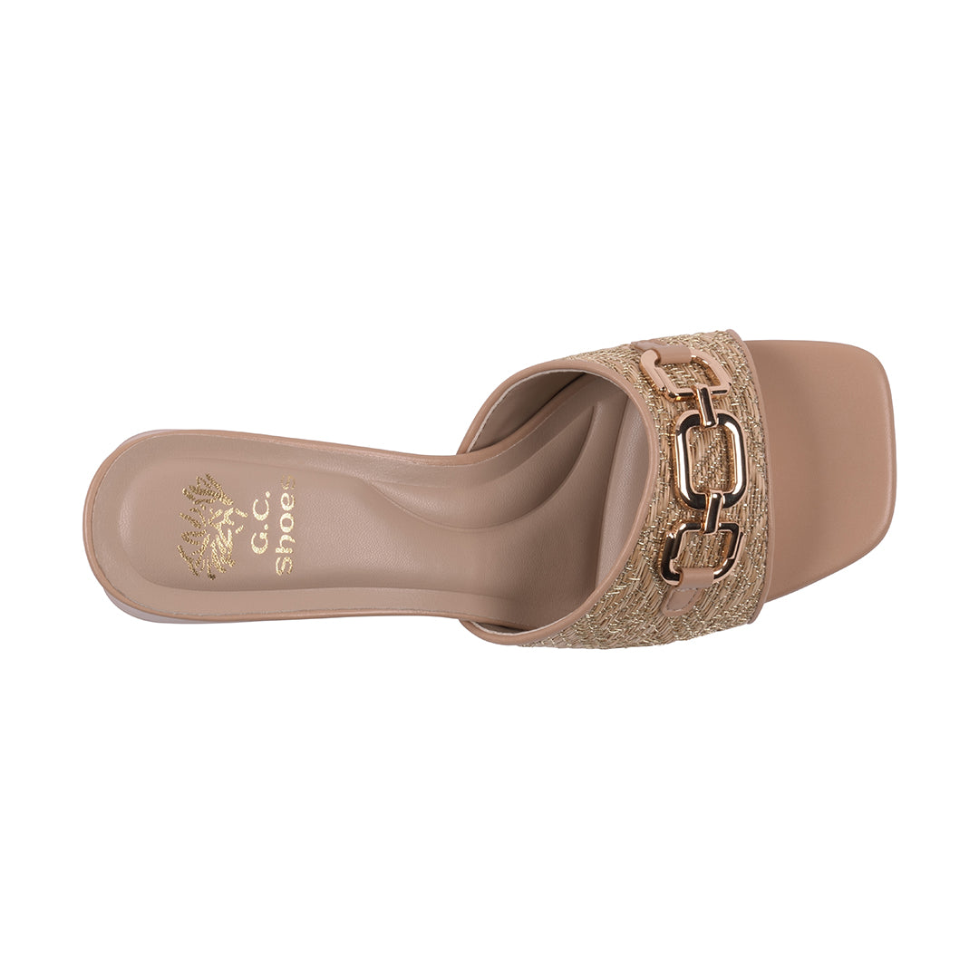 Women's Wanda Nude Hardware Heeled Sandals