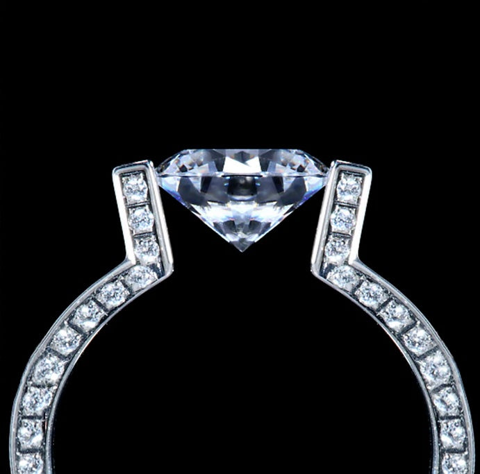 RG108MW B.Tiff 2ct Moissanite Round Solitaire Interlocking Engagement Ring