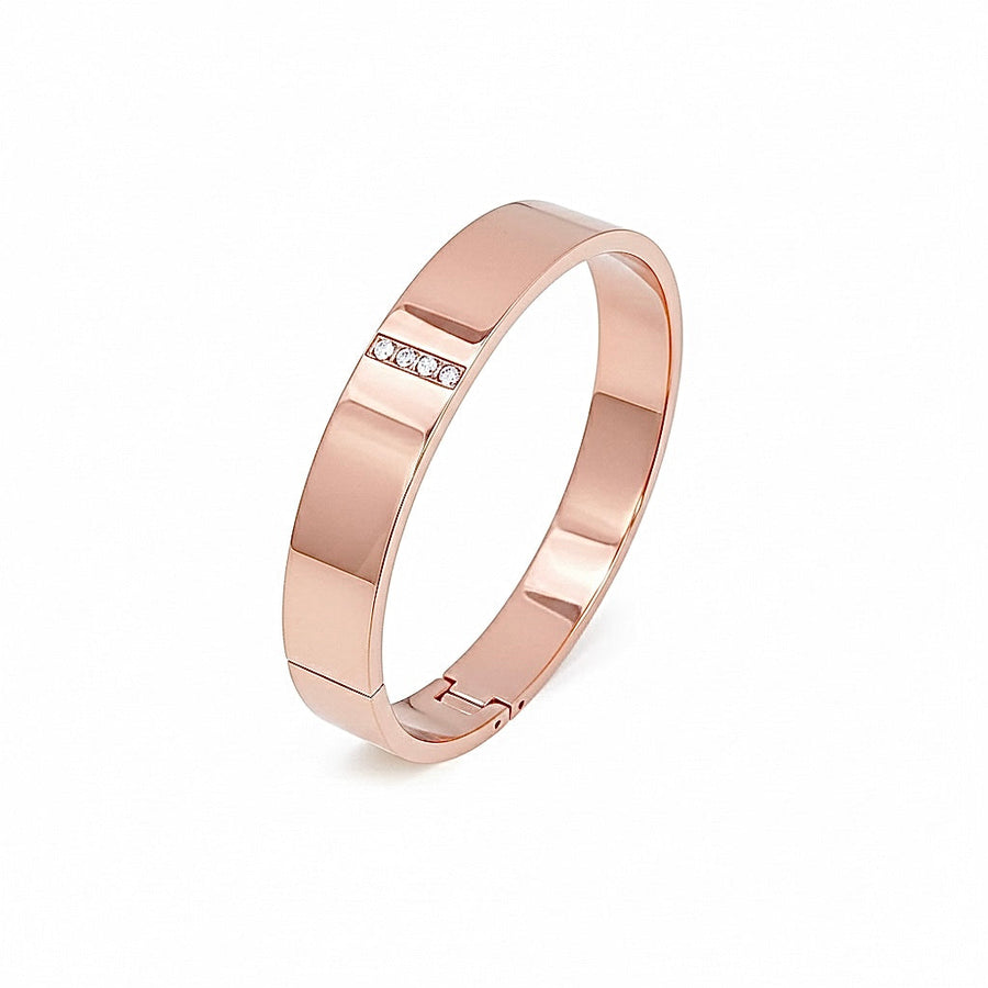 BG223RGP B.Tiff 4-Stone High Polish Rose Gold Wide Bangle Bracelet