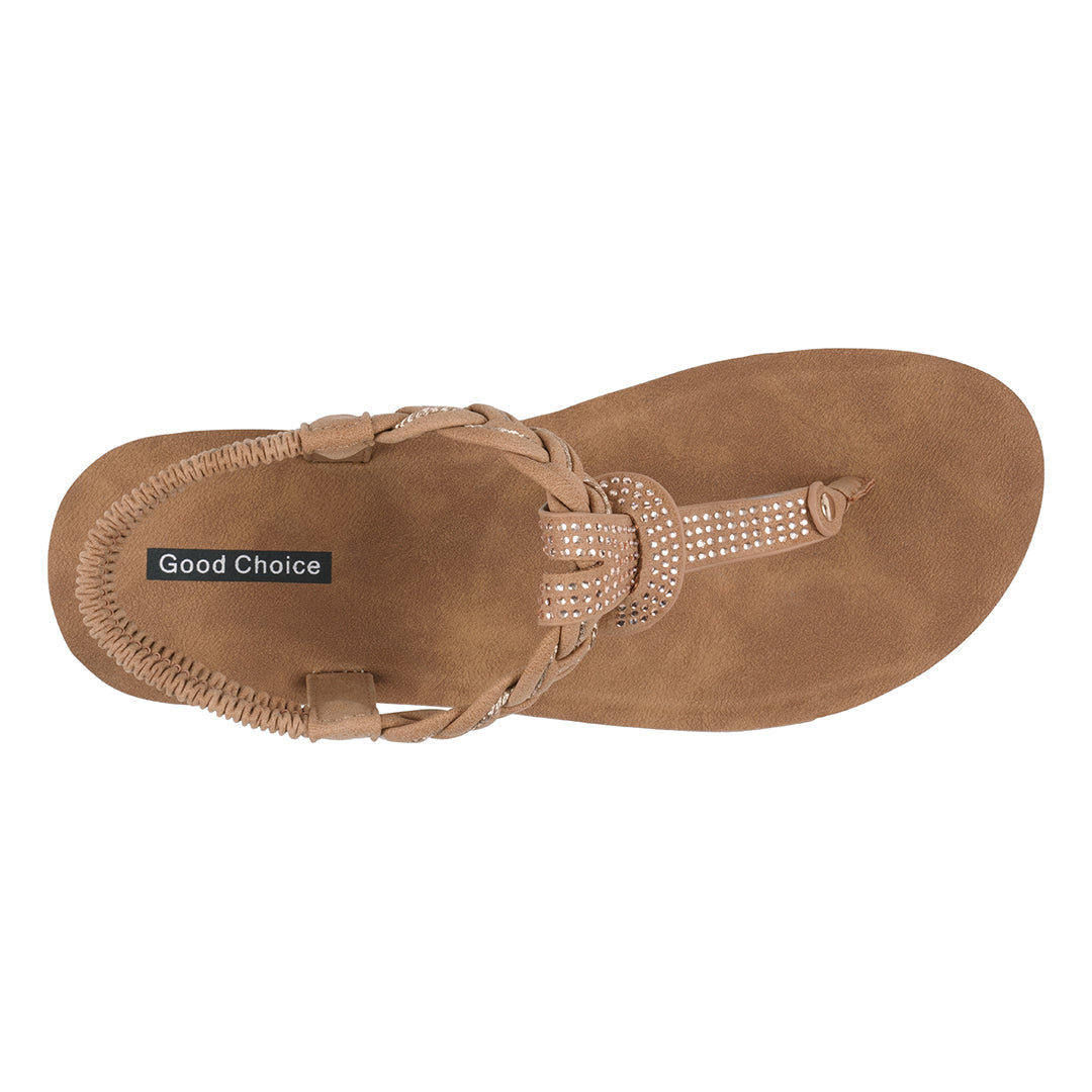 Women's Ivana Tan Embellished Cross Strap Wedge Sandals