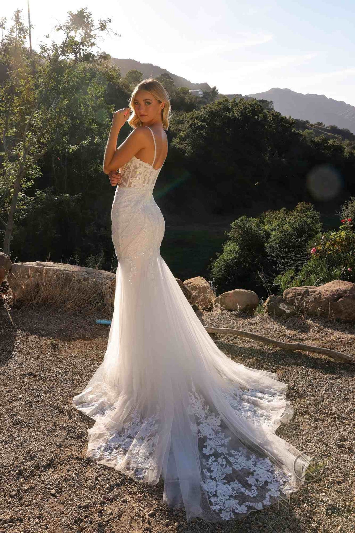 Nox Anabel JE1014L Long Applique Sleeveless Bridal Mermaid Dress