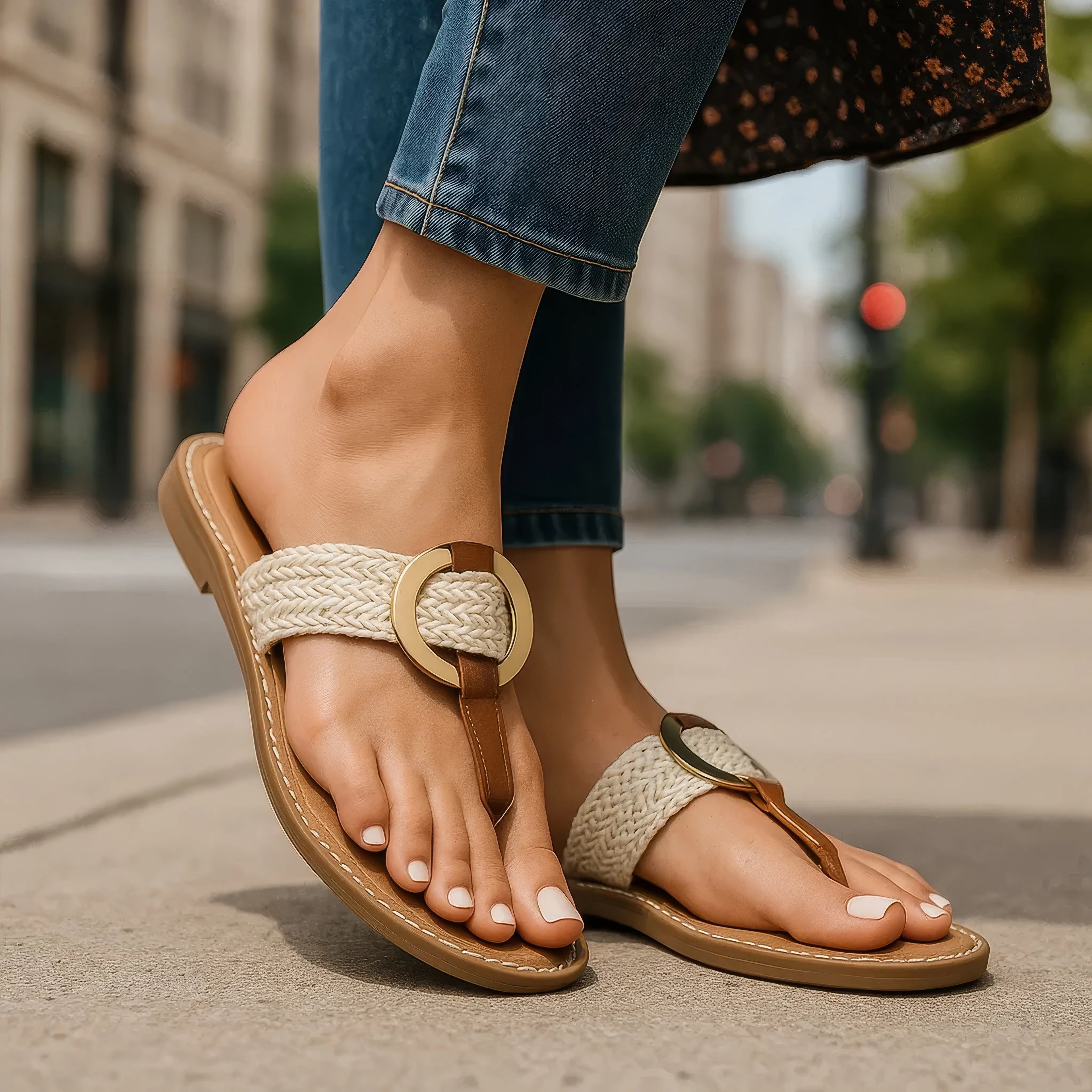 Women's Jovie Black Thong Flat Sandals