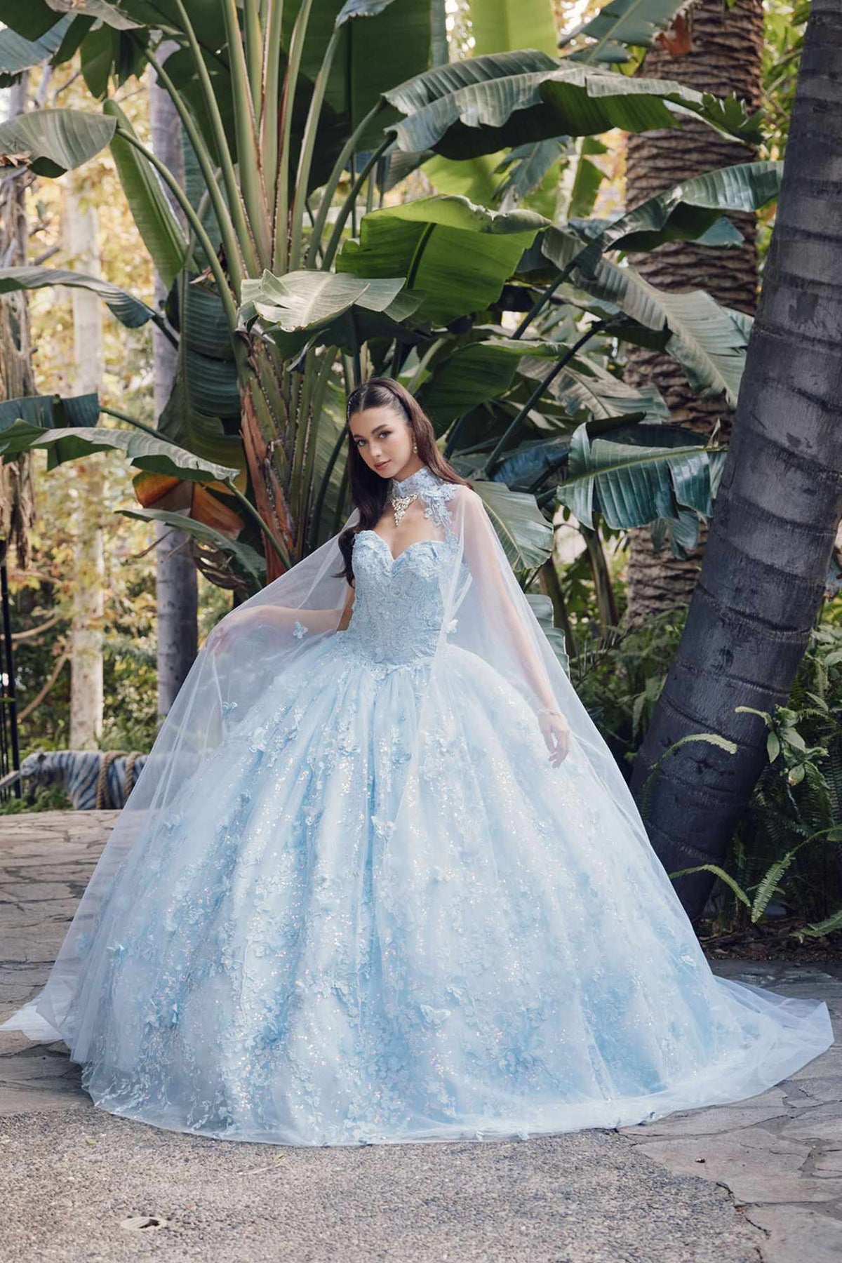 Juliet JT1449J Poofy Strapless Sweetheart Quinceanera Gown Includes Cape