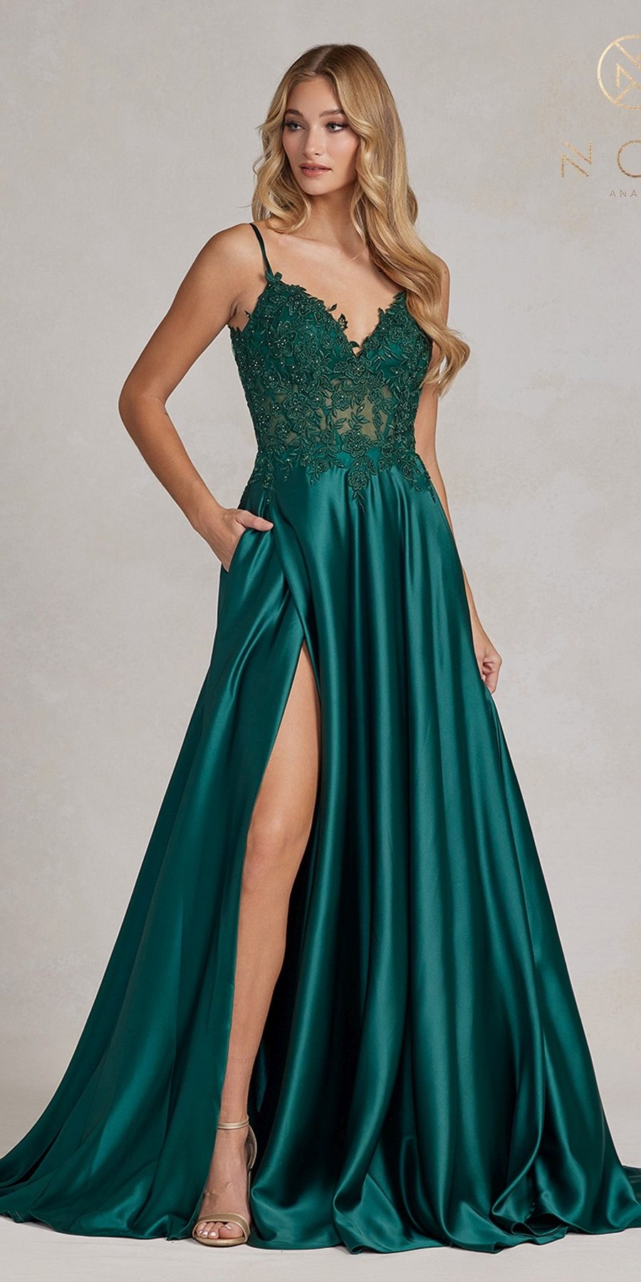Nox Anabel K1121 Floor Length A-line Formal Gown with Pockets