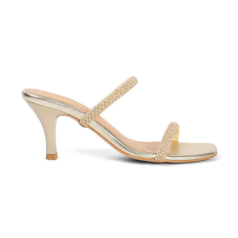 Evara - Gold Kitten Heels