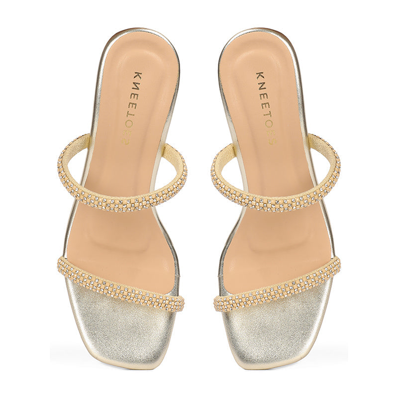 Evara - Gold Kitten Heels