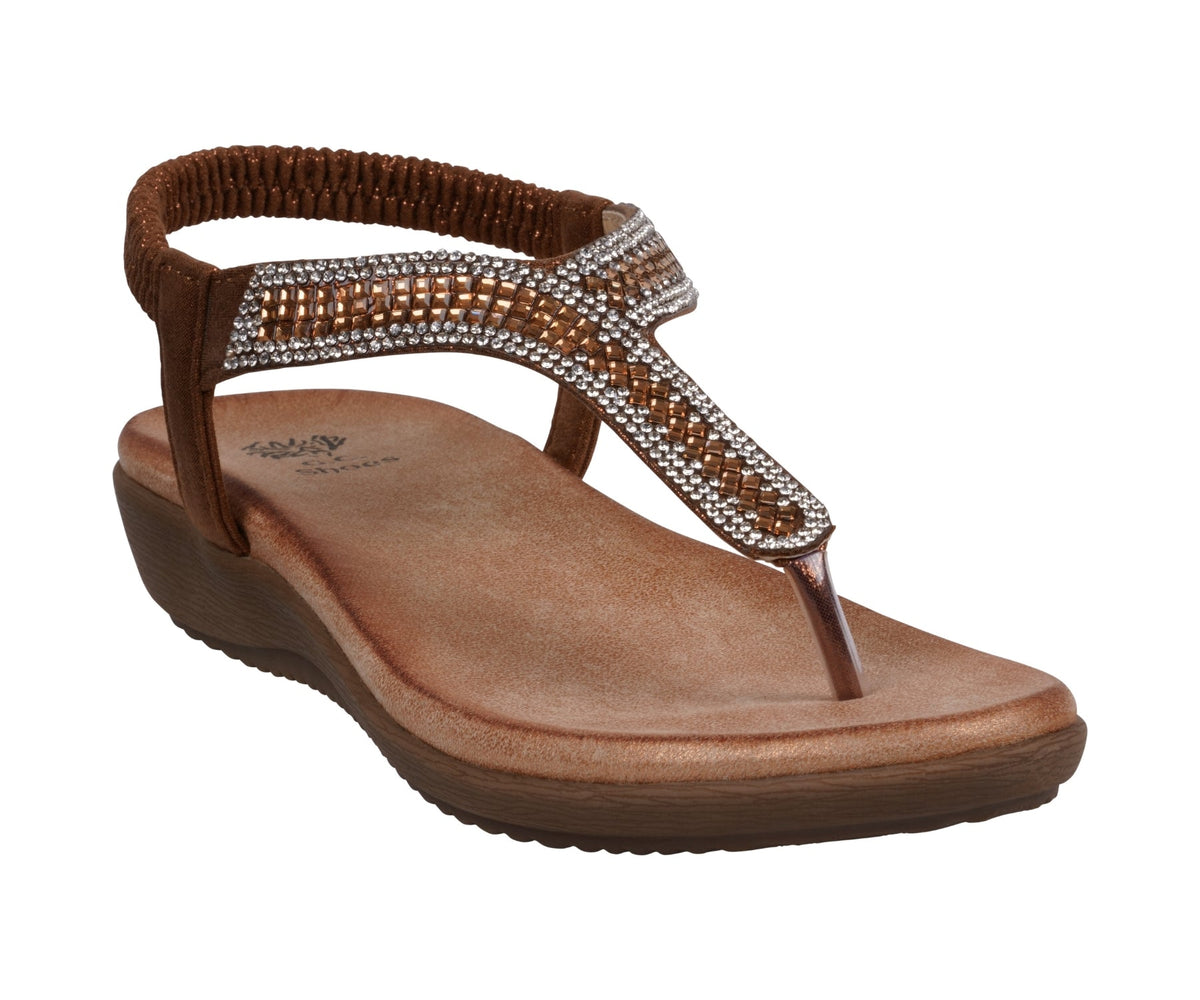 Women's Lori Bronze Embellished Flat Sandals
