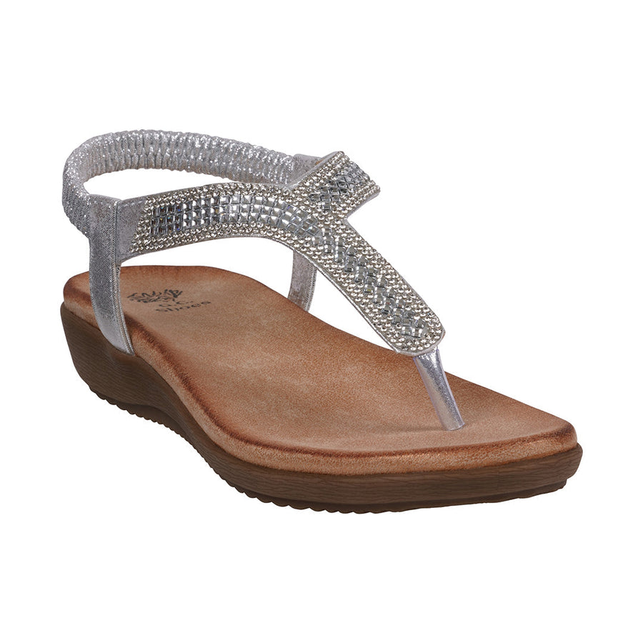 Women's Lori Silver Embellished Flat Sandals