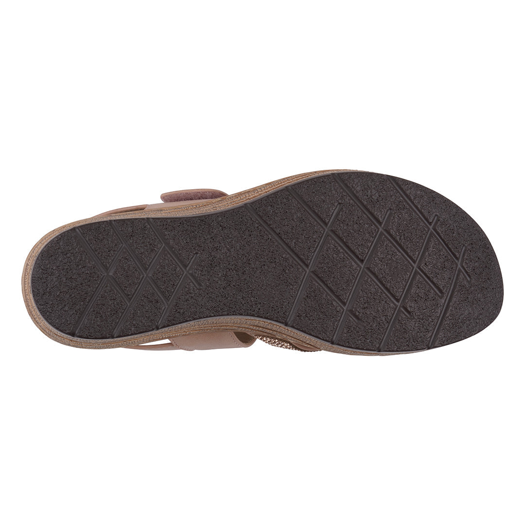 Women's Lux Blush Embellished Velcro Wedge Sandals