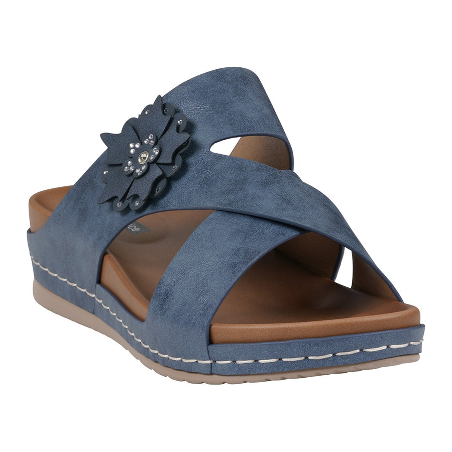 Women's Nessie Blue Flower Comfort Sandals