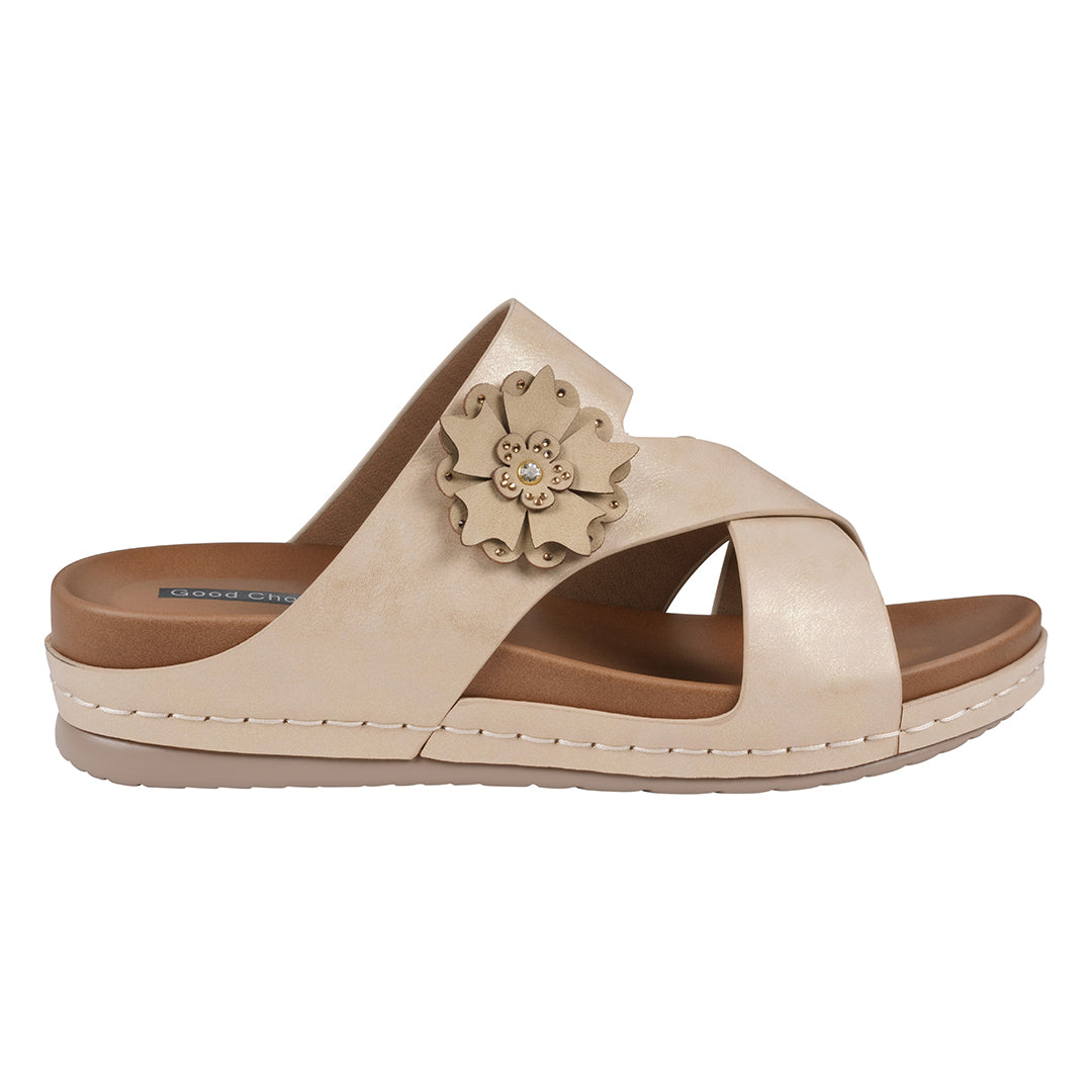 Women's Nessie Gold Flower Comfort Sandals