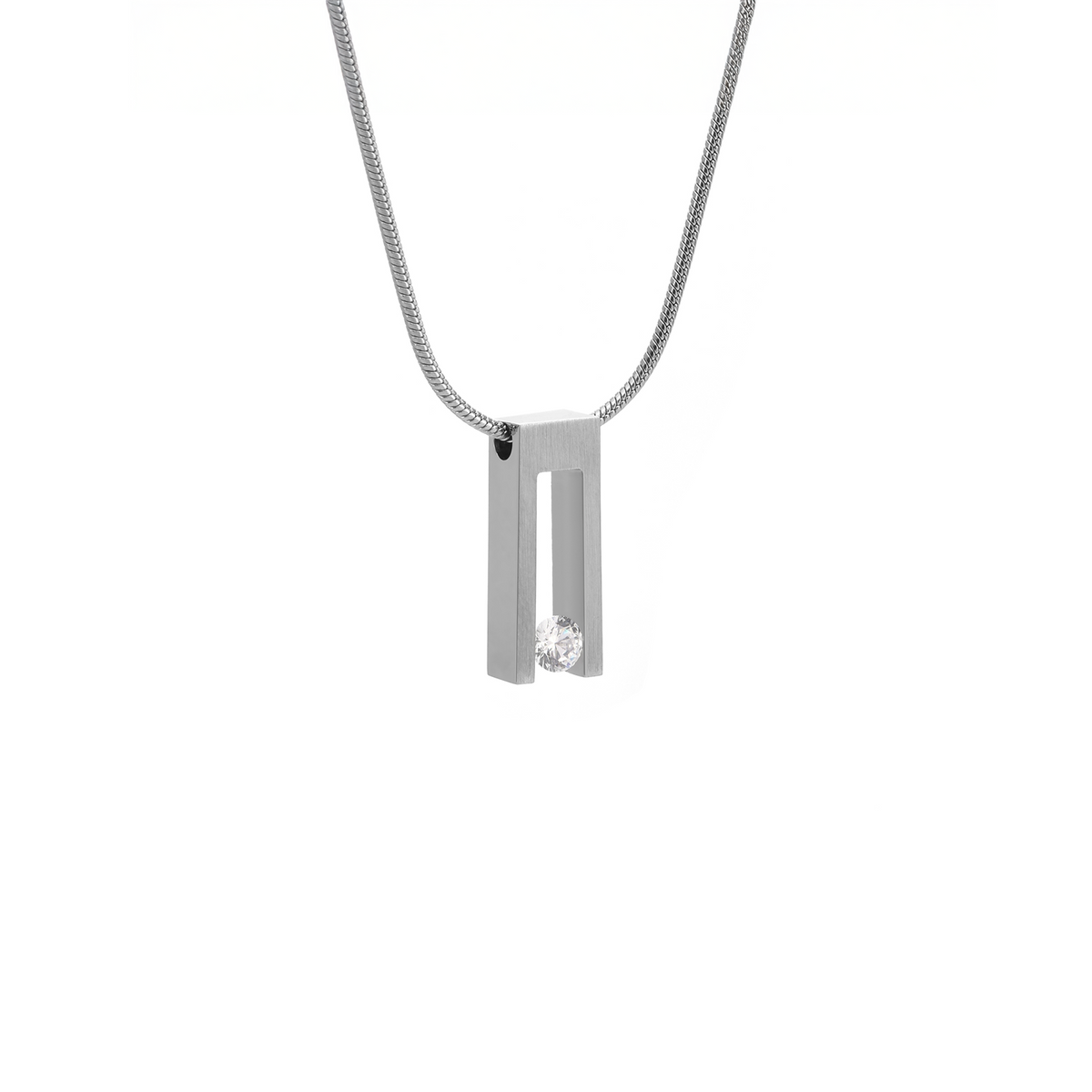 PT089W B.Tiff Hollow Bar Pendant Necklace