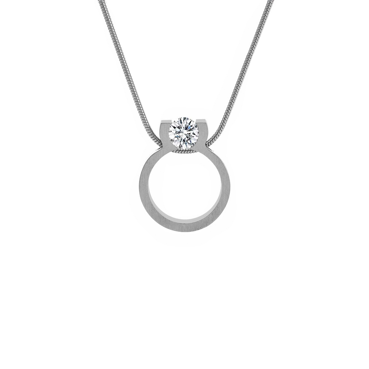 PT117W B.Tiff 1 CT Tension Ring Pendant Necklace