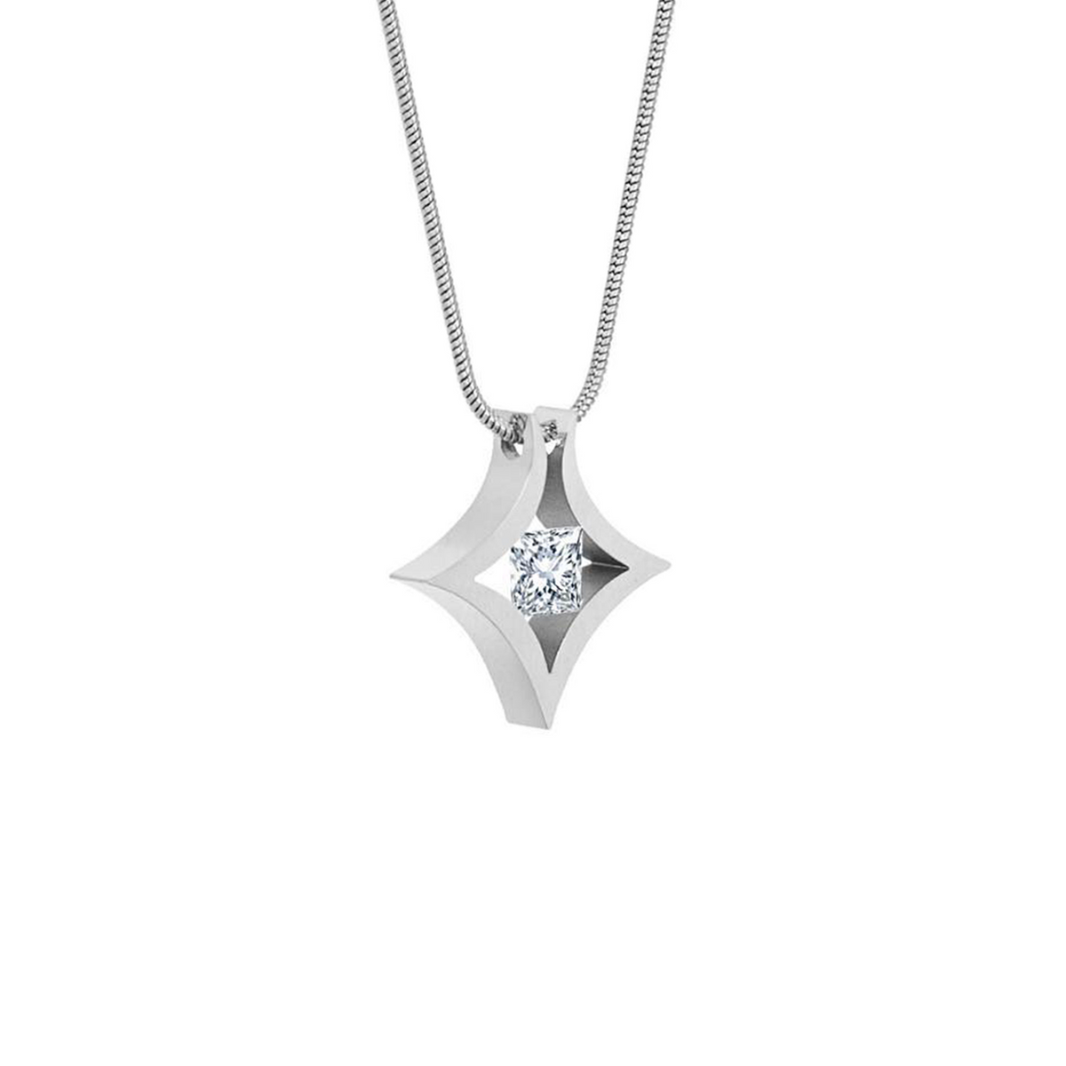 PT124W B.Tiff Natal 1 ct Princess Cut Tension Pendant Necklace