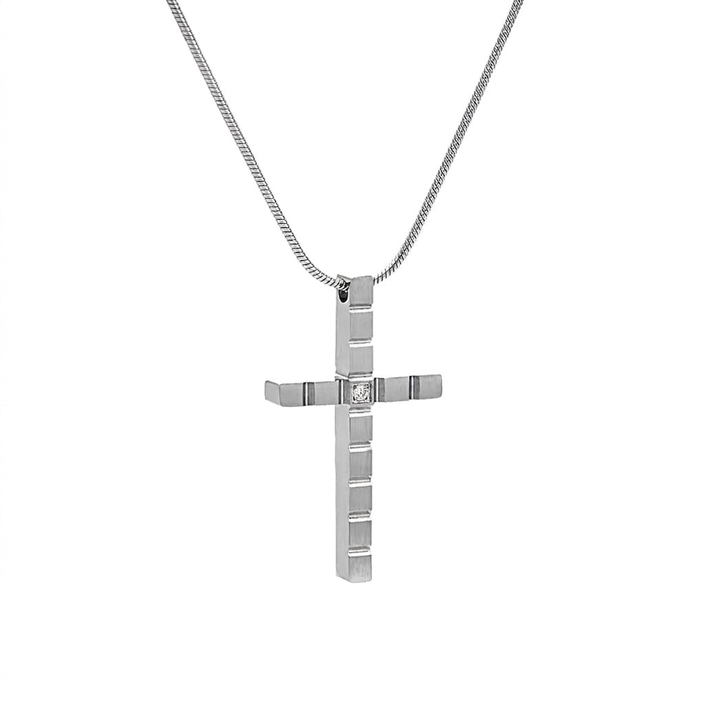 PT209W B.Tiff Box Cut Cross Pendant Necklace