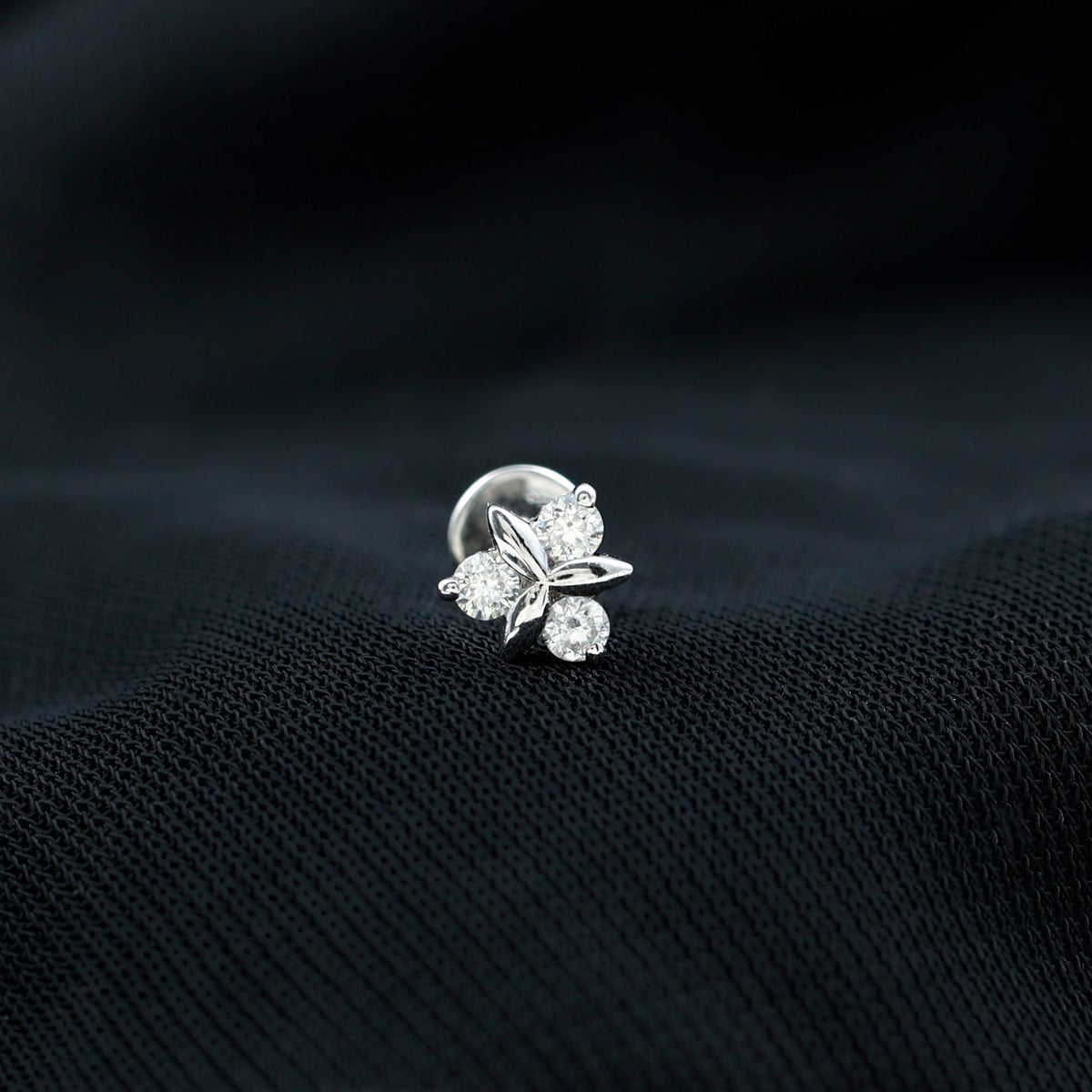 Round Moissanite Flower Cartilage Earring